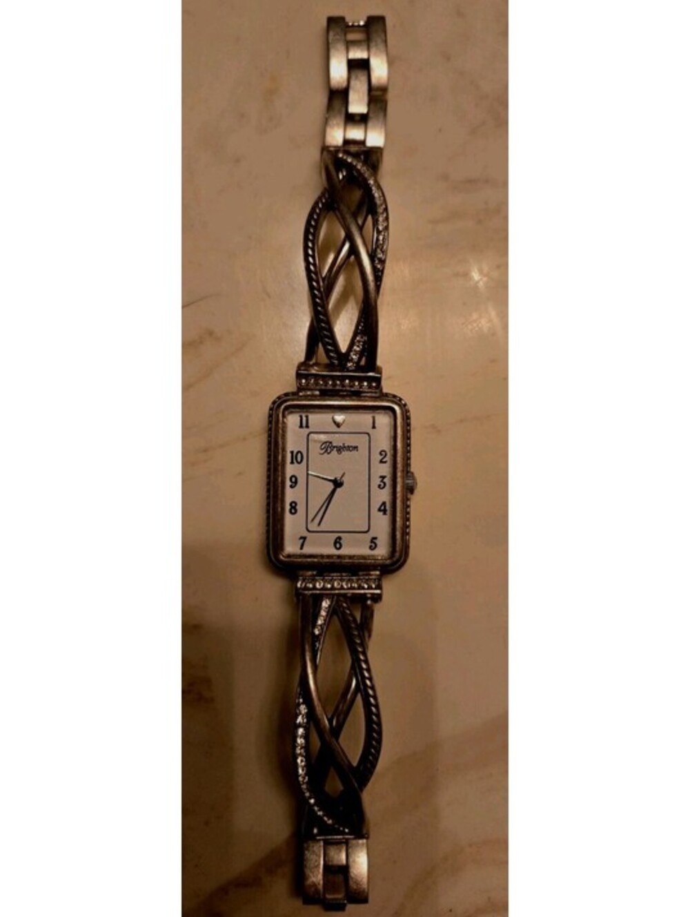 Beautiful Brighton Watch "Neptunes Ring Swirl" Metal Band With Rhinestones 7"